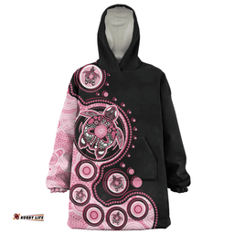 Australia Indigenous Turtle Aboriginal Dot Art Pink Wearable Blanket Hoodie Aussie Oodie