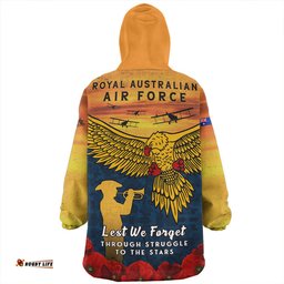 Australia Anzac Day Lest We Forget Royal Australian Air Force Wearable Blanket Hoodie Aussie Oodie