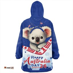 Australia Happy Australia Day Koala With Boomerang Edition Wearable Blanket Hoodie Aussie Oodie