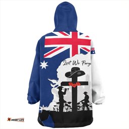 Australia Anzac Day Anzac Day With Map And Flag Australia Wearable Blanket Hoodie Aussie Oodie