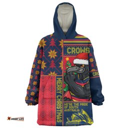 Adelaide Crows Merry Christmas Knit Style Festive Spirit Wearable Blanket Hoodie Aussie Oodie