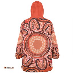 Australia Dot Painting Inspired Aboriginal Big Flower Painting With Aboriginal Dot Wearable Blanket Hoodie Aussie Oodie