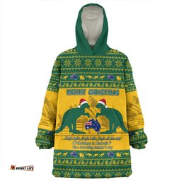 Australia Scorching Australia Christmas Green Wearable Blanket Hoodie Aussie Oodie