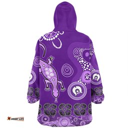 Australia Goanna Aboriginal Indigenous Dot Goanna (Purple) Wearable Blanket Hoodie Aussie Oodie