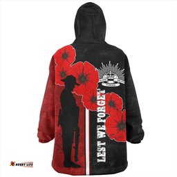 Australia Anzac Day Lest We Forget Remebrance Day (Black) Wearable Blanket Hoodie Aussie Oodie