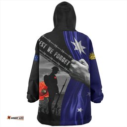Australia Remembrance Day Australian Fallen Heroes Gray Wearable Blanket Hoodie Aussie Oodie