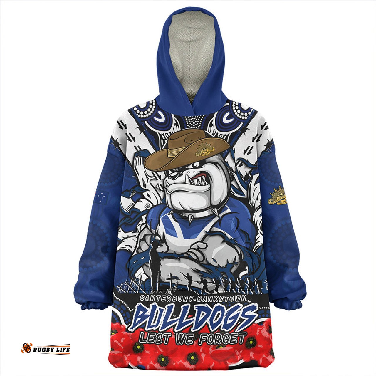 Canterbury Bankstown Bulldogs Ripped Legacy Of The Game The ANZAC Spirit Lives On Wearable Blanket Hoodie Aussie Oodie