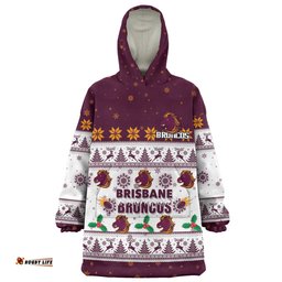 Brisbane Broncos Christmas Custom Special Ugly Christmas Wearable Blanket Hoodie Aussie Oodie