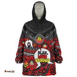 Australia Naidoc Week Torres Strait Symbol With Aboriginal Pattern Inspired Black Wearable Blanket Hoodie Aussie Oodie