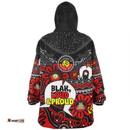 Australia Naidoc Week Torres Strait Symbol With Aboriginal Pattern Inspired Black Wearable Blanket Hoodie Aussie Oodie