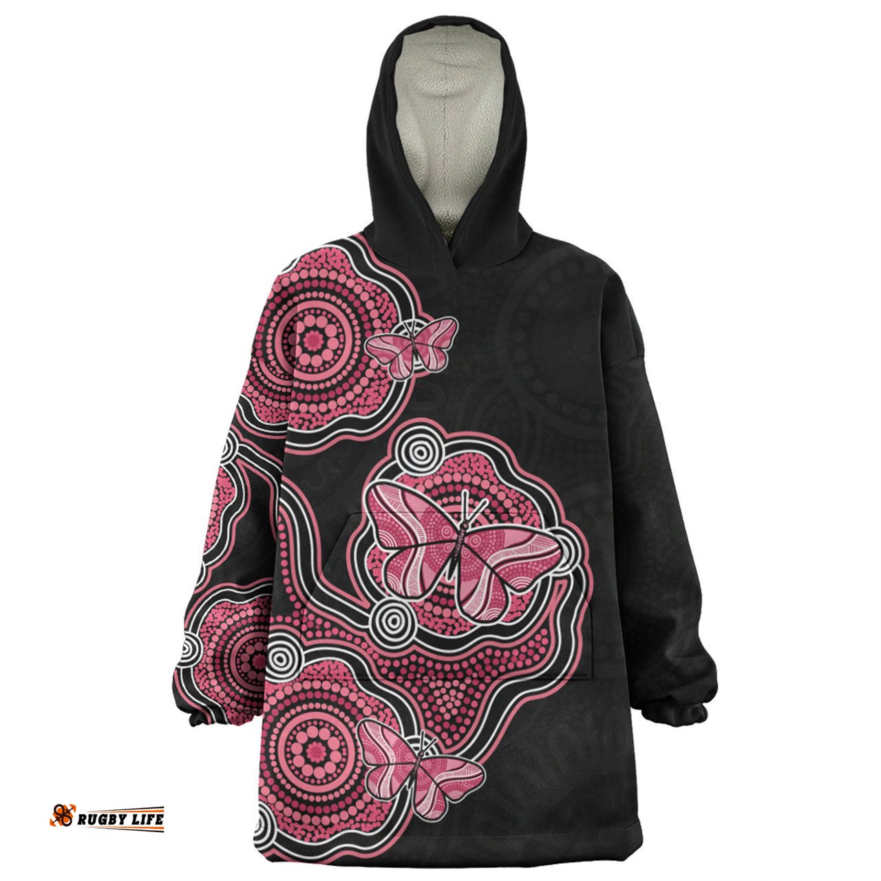 Australia Aboriginal Butterfly Dot Art Inspired Wearable Blanket Hoodie Aussie Oodie