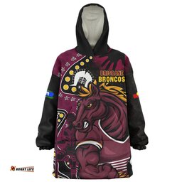 Brisbane Broncos NAIDOC Indigenous Warrior Spirit Wearable Blanket Hoodie Aussie Oodie