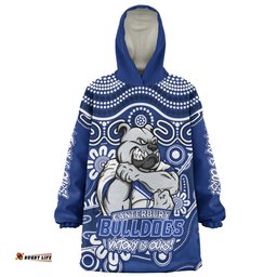 Canterbury Bankstown Bulldogs Aboriginal Inspired Tough Fan Rugby For Life Ver 2.0 Wearable Blanket Hoodie Aussie Oodie