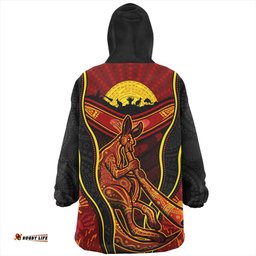 Australia Aboriginal Kangaroo Spirit Dreaming Wearable Blanket Hoodie Aussie Oodie