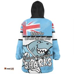 Cronulla Sutherland Sharks Happy Australia Day We Are One And Free Wearable Blanket Hoodie Aussie Oodie