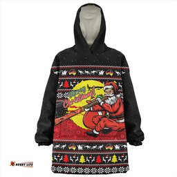 Australia Aboriginal Didgeridoo Santa Christmas Wearable Blanket Hoodie Aussie Oodie