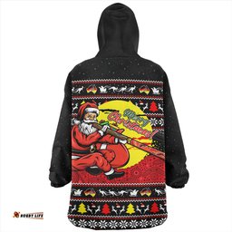 Australia Aboriginal Didgeridoo Santa Christmas Wearable Blanket Hoodie Aussie Oodie
