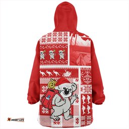 Australia Koala Wonderland Christmas Red Wearable Blanket Hoodie Aussie Oodie