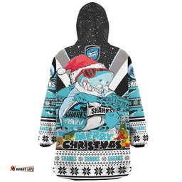 Cronulla Sutherland Sharks Christmas Custom Sharks Santa Aussie Big Things Wearable Blanket Hoodie Aussie Oodie