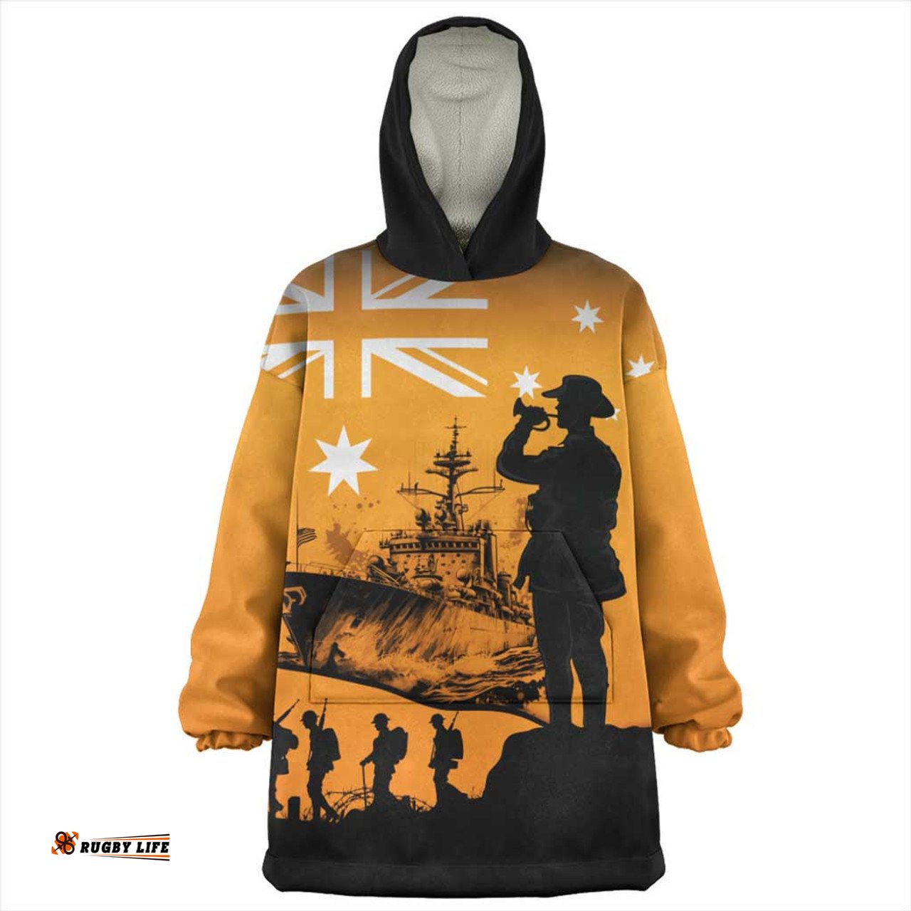 Australia Lest We Forget Navy Anzac Wearable Blanket Hoodie Aussie Oodie