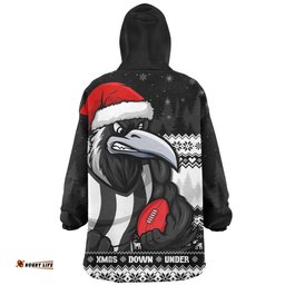 Collingwood Merry Christmas Down Under Footy Power Style Wearable Blanket Hoodie Aussie Oodie