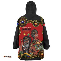 Australia Indigenous Culture Naidoc Week Keep The Fire Burning! Blak, Loud & Proud Wearable Blanket Hoodie Aussie Oodie