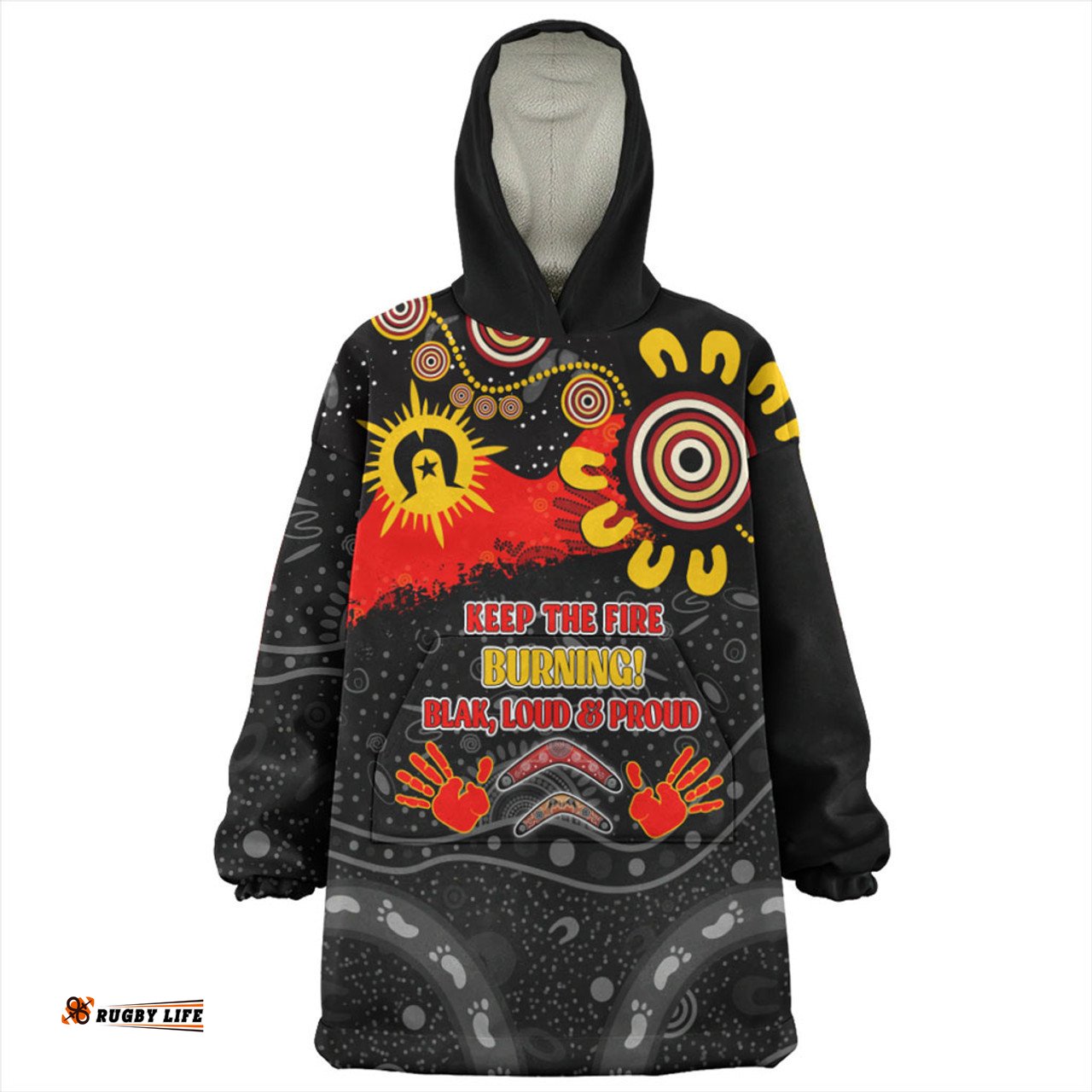 Australia Aboriginal Indigenous Naidoc Week Dreamtime Dot Painting With Flag Wearable Blanket Hoodie Aussie Oodie