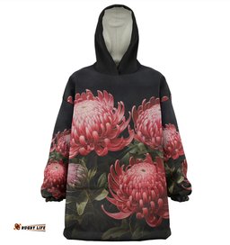 Australia Waratah Red Waratah Flowers Fine Art Ver1 Wearable Blanket Hoodie Aussie Oodie