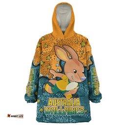Australia Wallabies Custom Team With Dot And Star Patterns For Tough Fan Wearable Blanket Hoodie Aussie Oodie