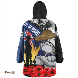 Canterbury Bankstown Bulldogs United In Spirit Anzac Day Tribute Wearable Blanket Hoodie Aussie Oodie