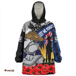 Canterbury Bankstown Bulldogs United In Spirit Anzac Day Tribute Wearable Blanket Hoodie Aussie Oodie
