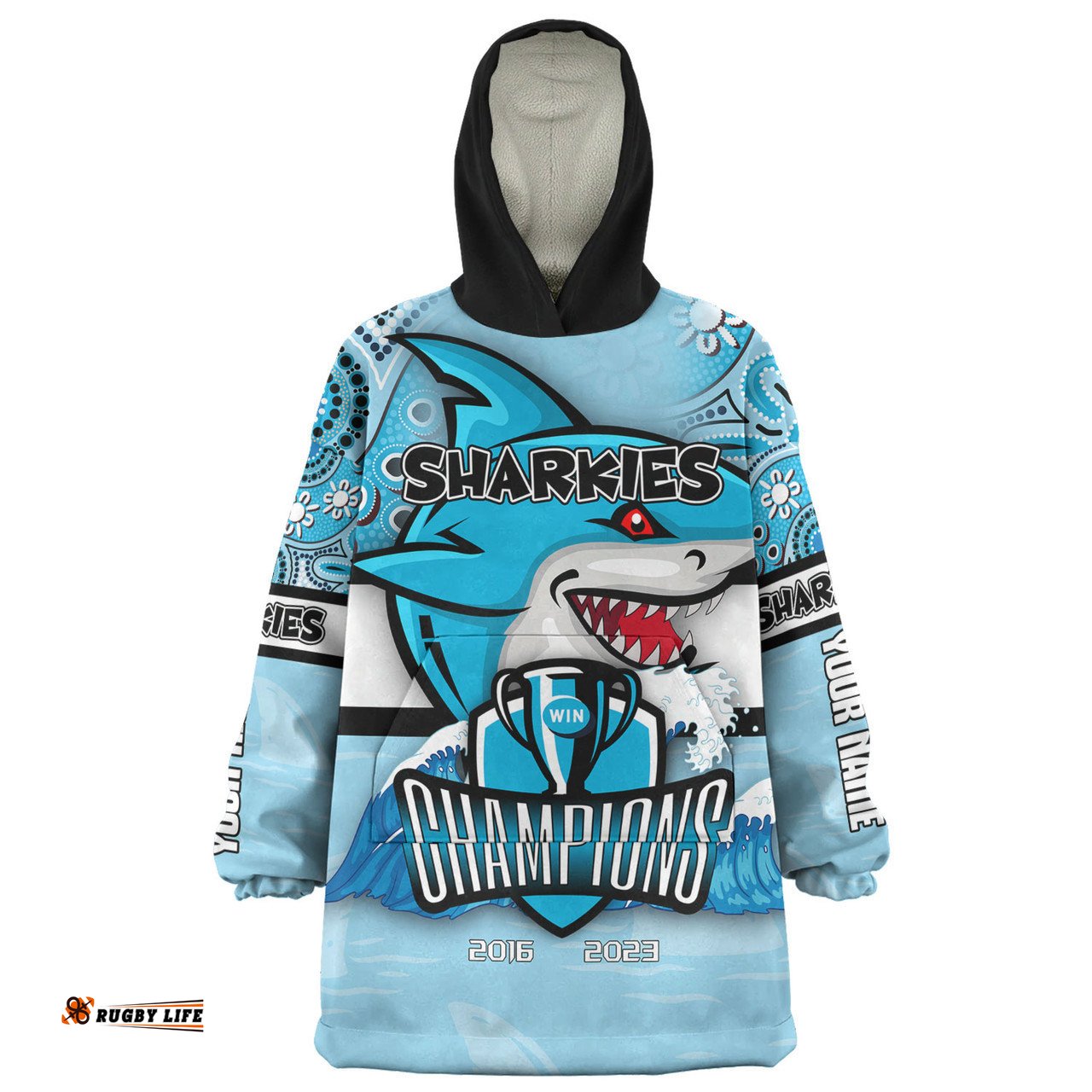 Cronulla Sutherland Sharks Custom Talent Win Games But Teamwork And Intelligence Win Championships With Aboriginal Style Wearable Blanket Hoodie Aussie Oodie