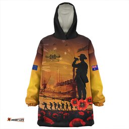 Australia ANZAC Day Guardian Of The Dawn Wearable Blanket Hoodie Aussie Oodie