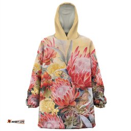 Australia Waratah Yellow Orange Waratah Flowers Art Wearable Blanket Hoodie Aussie Oodie