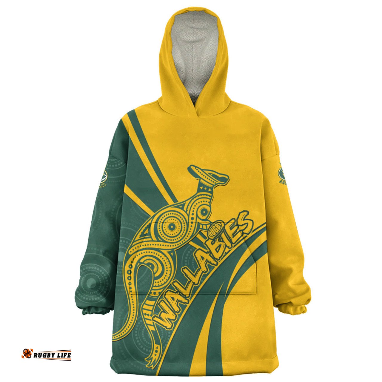 Australia Wallabies Squad Aboriginal Pattern Inspired Wearable Blanket Hoodie Aussie Oodie