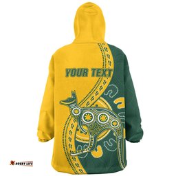 Australia Wallabies Custom Go Wallabies Aboriginal Inspired Jersey Yellow Wearable Blanket Hoodie Aussie Oodie