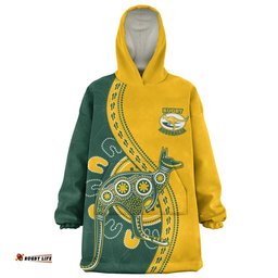 Australia Wallabies Custom Go Wallabies Aboriginal Inspired Jersey Yellow Wearable Blanket Hoodie Aussie Oodie