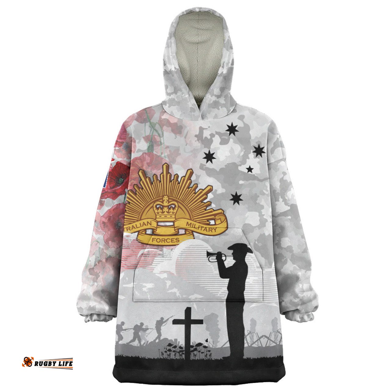 Australia We Will Remember Them Anzac Day Wearable Blanket Hoodie Aussie Oodie