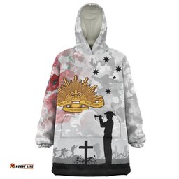 Australia We Will Remember Them Anzac Day Wearable Blanket Hoodie Aussie Oodie