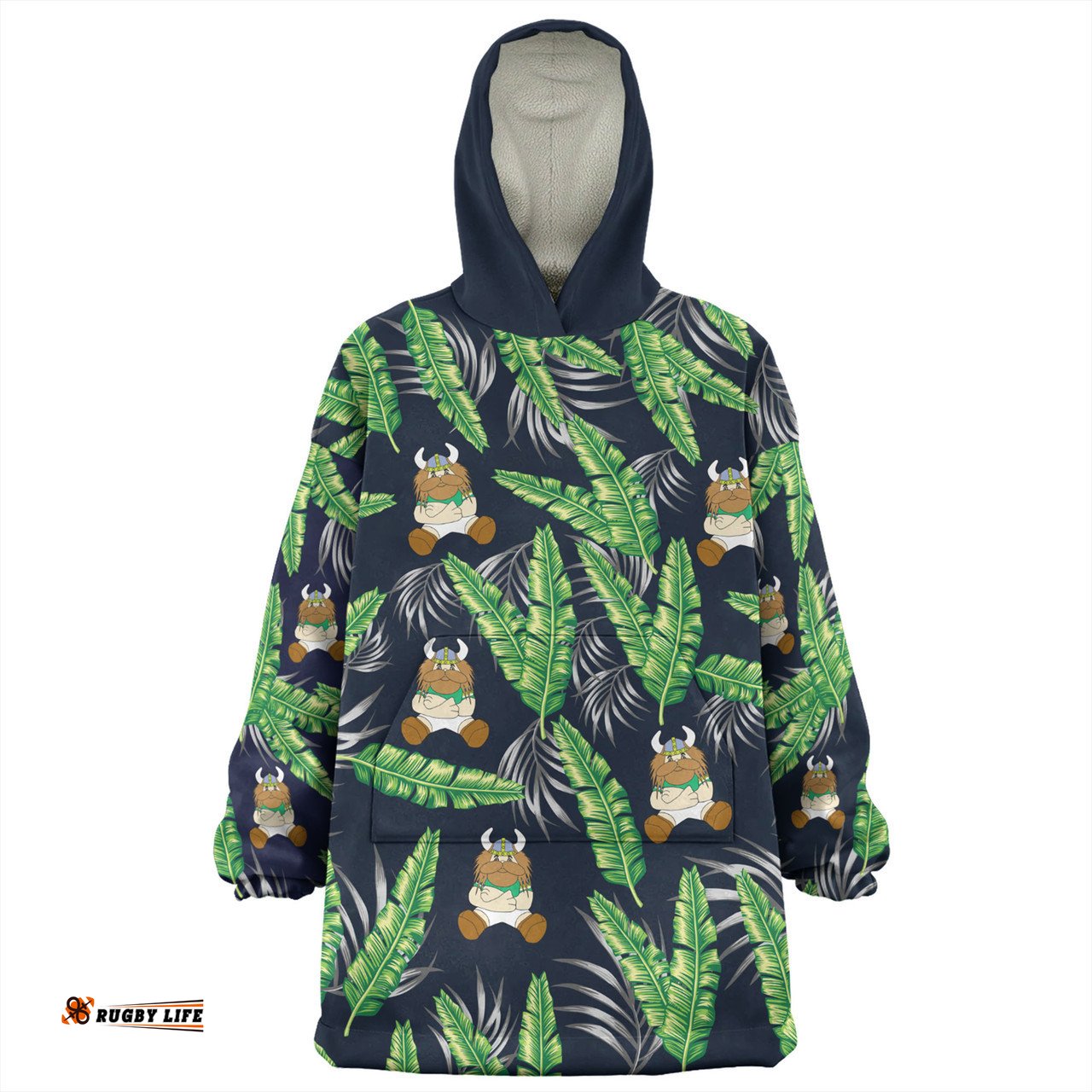 Canberra Raiders Custom Tropical Patterns Canberra Raiders Wearable Blanket Hoodie Aussie Oodie