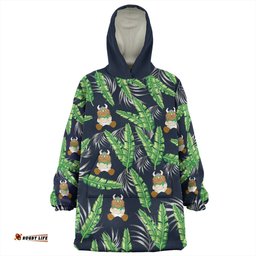 Canberra Raiders Custom Tropical Patterns Canberra Raiders Wearable Blanket Hoodie Aussie Oodie