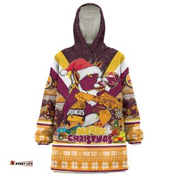 Brisbane Broncos Christmas Custom Broncos Santa Aussie Big Things Christmas Wearable Blanket Hoodie Aussie Oodie