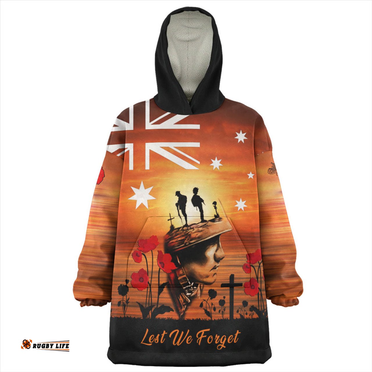 Australia We Will Never Forget Wearable Blanket Hoodie Aussie Oodie