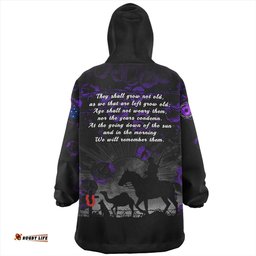 Australia Anzac Day Purple Poppy Tribute Remembered Together Wearable Blanket Hoodie Aussie Oodie