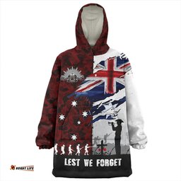 Australia Remembrance Day Lest We Forget Australian Military Tribute Red Wearable Blanket Hoodie Aussie Oodie