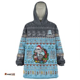Cronulla Sutherland Sharks Christmas Custom Chrissie Spirit Wearable Blanket Hoodie Aussie Oodie