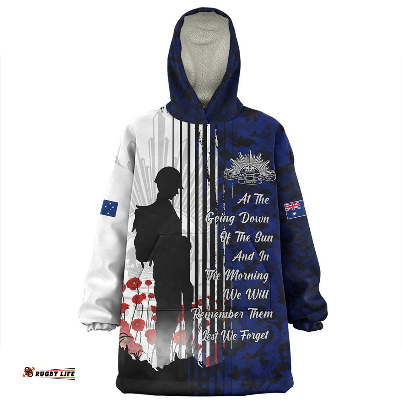Australia Spirit Of Remembrance Day Lest We Forget Blue Wearable Blanket Hoodie Aussie Oodie
