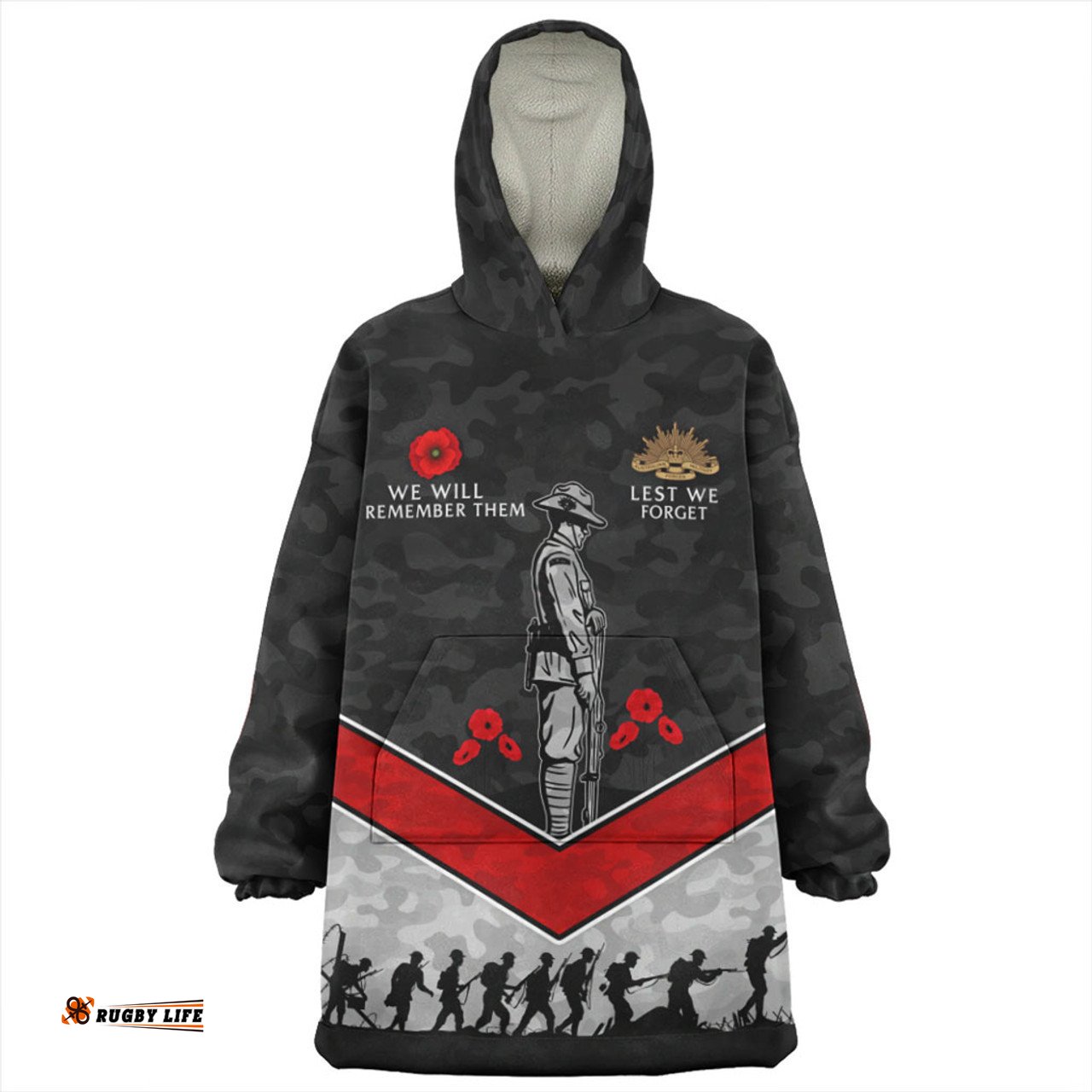 Australia Camouflage Lest We Forget Wearable Blanket Hoodie Aussie Oodie
