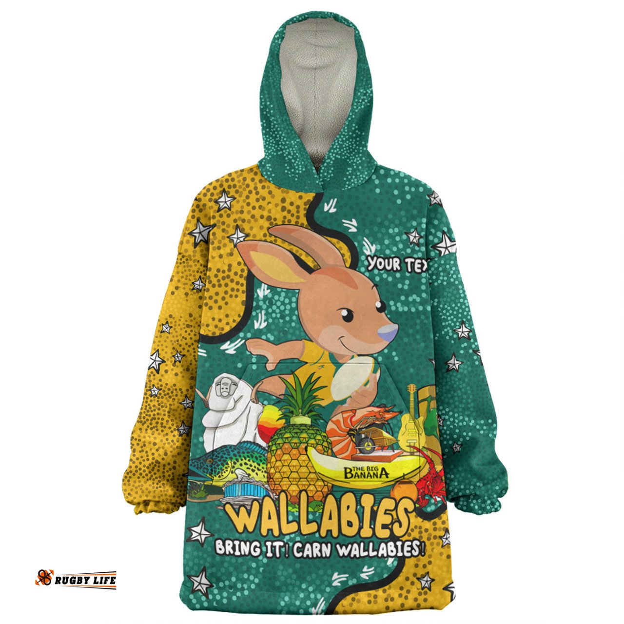 Australia Wallabies Custom Australian Big Things Wearable Blanket Hoodie Aussie Oodie