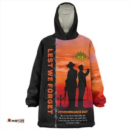 Australia Remembrance Day We Shall Not Forget We Will Remember Them Orange Wearable Blanket Hoodie Aussie Oodie